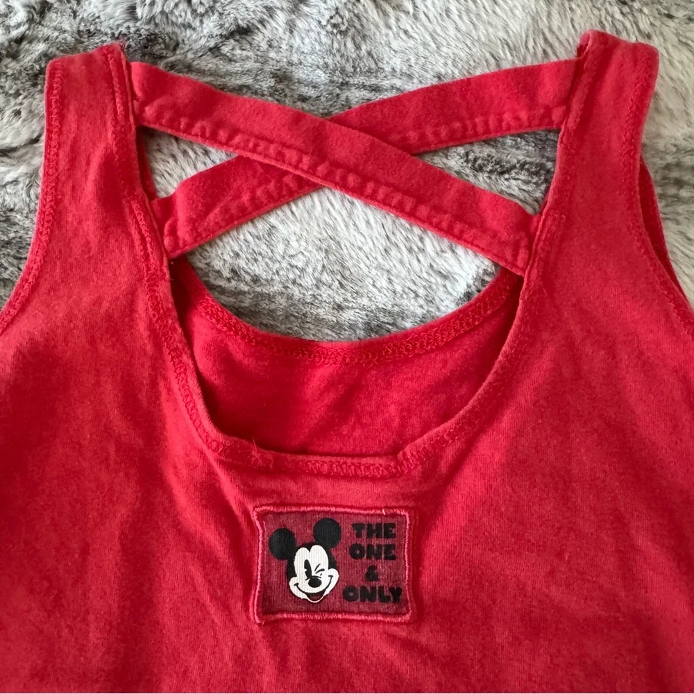 Disney Parks Girls Flare Tank Top Cross Back Size Medium Red Mickey Mouse